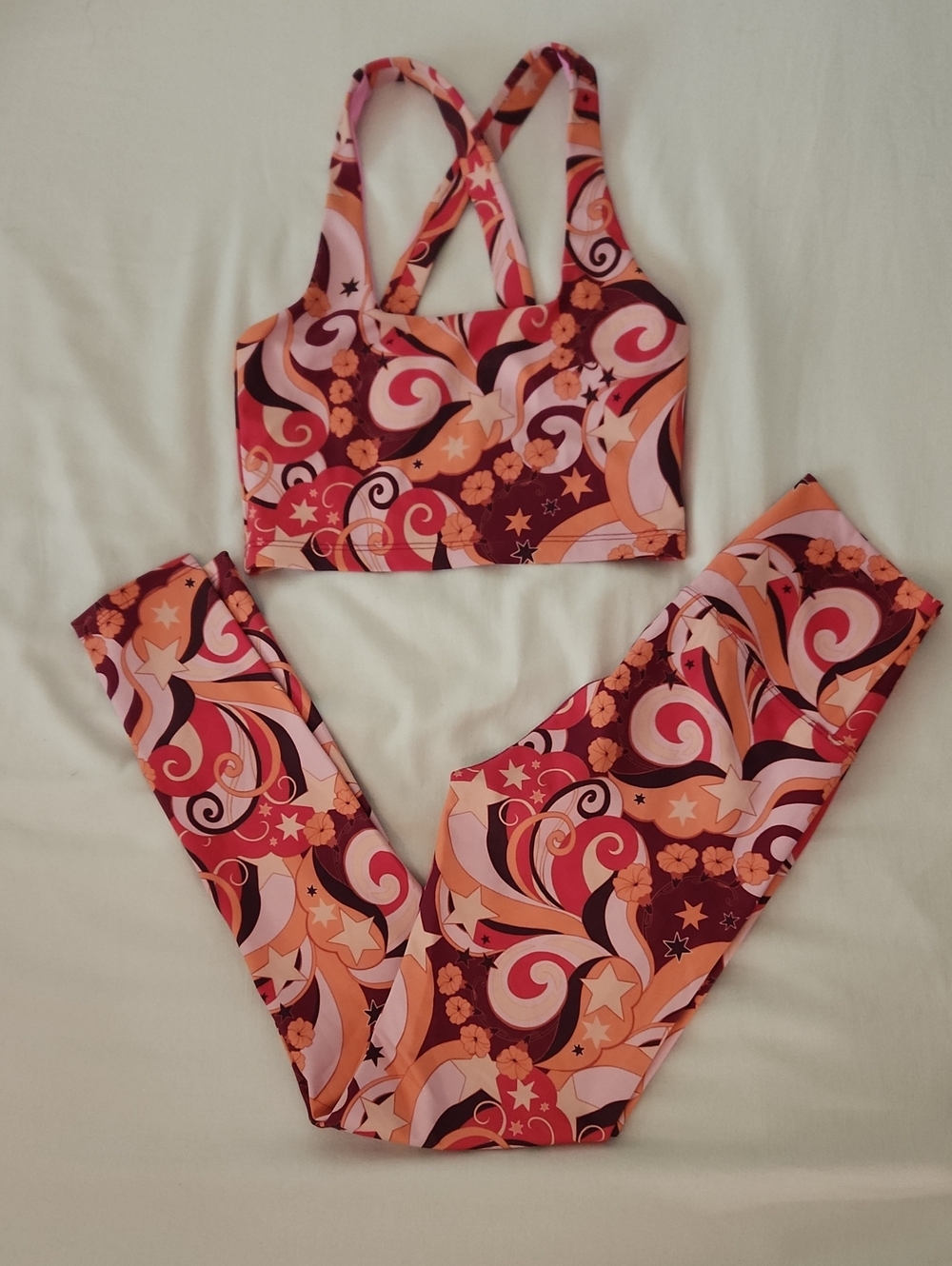 NWOT Beach Riot Pink & Orange Floral Swirl Sports Set